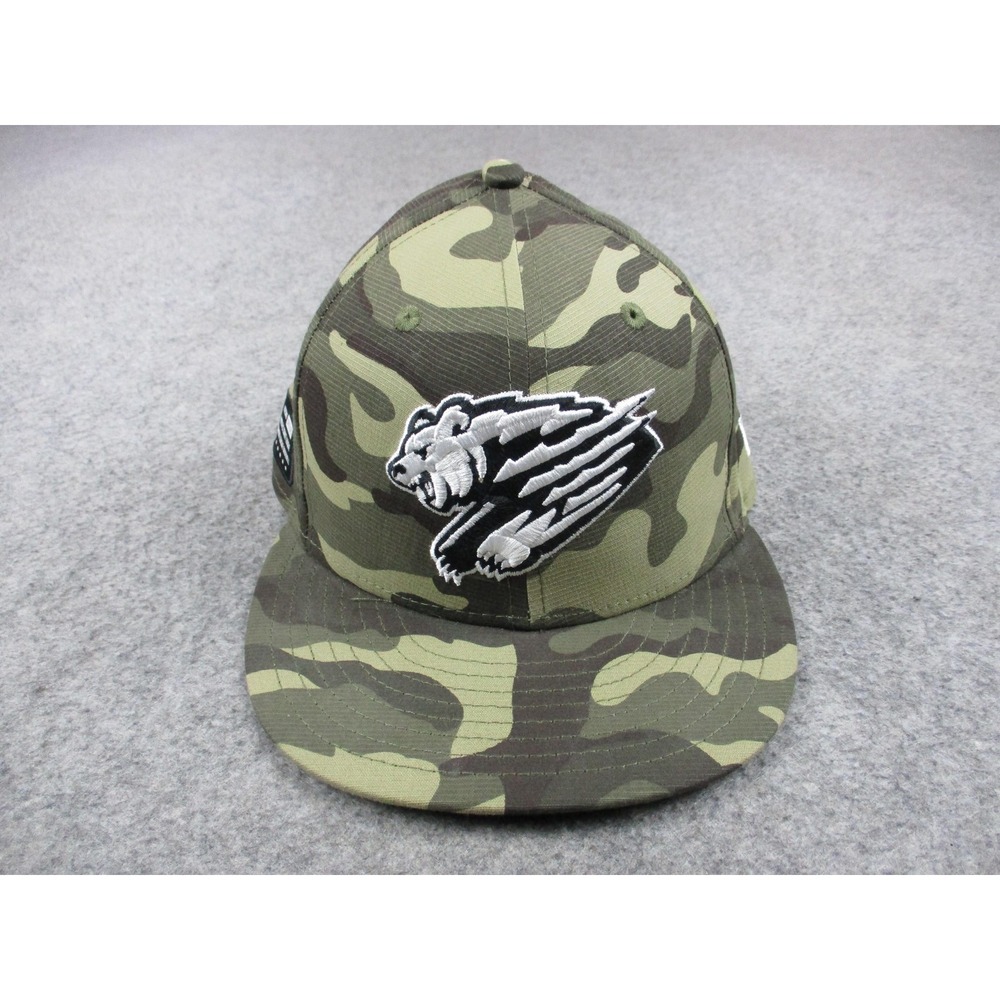 Fresno Grizzlies Hat Cap Fitted Mens 7 1/8 Green Camo Minor League Baseball